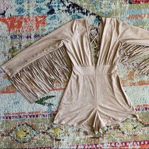 Suede Tassel Romper